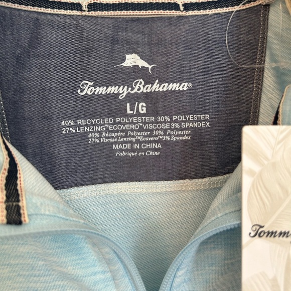 Tommy Bahama Men’s Long Sleeved Half  Zipped Blue Shirt Large - Picture 15 of 16